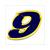 STICKER NUMMER -9- BLAUW-GEEL 5.5cm